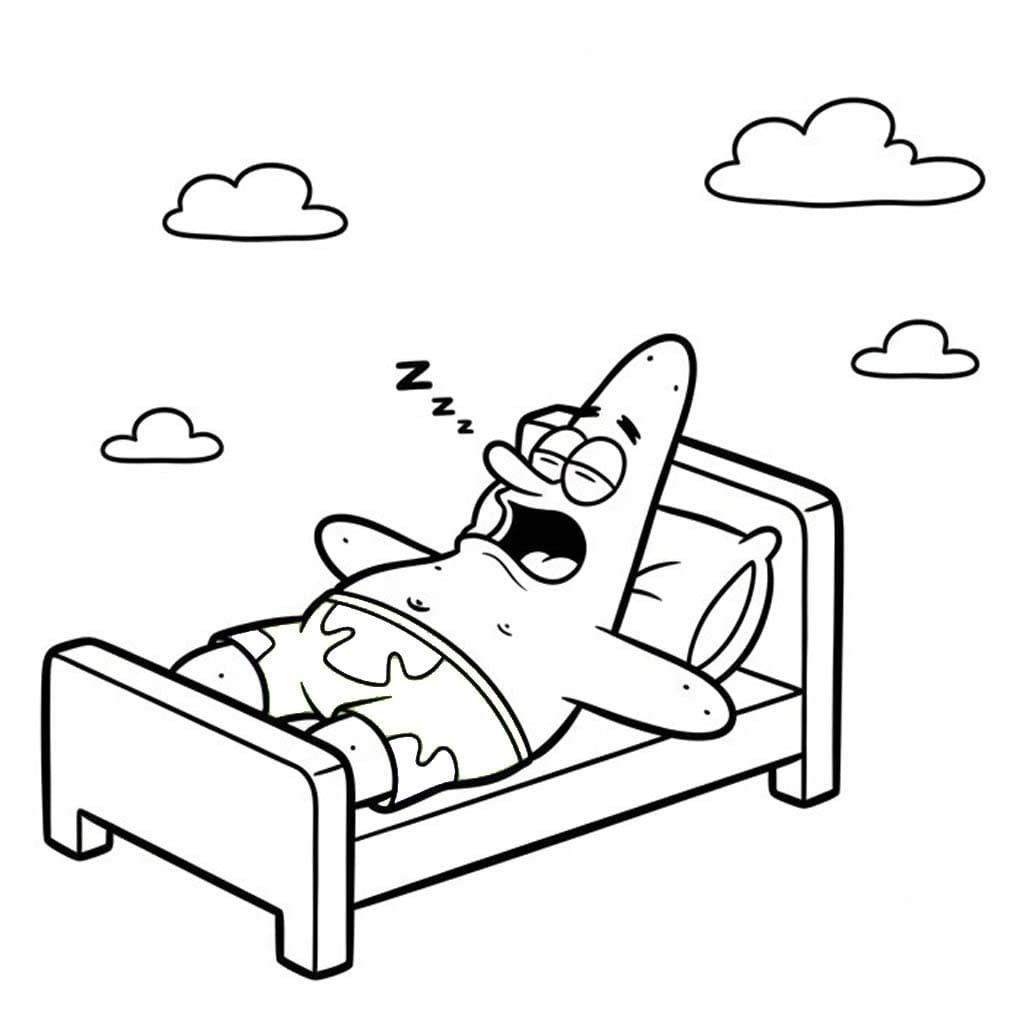 Fise de colorat cu Patrick Star bazic la copii