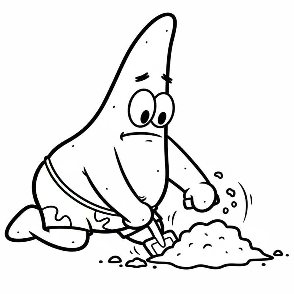 Fise de colorat cu Patrick Star simplu la copii