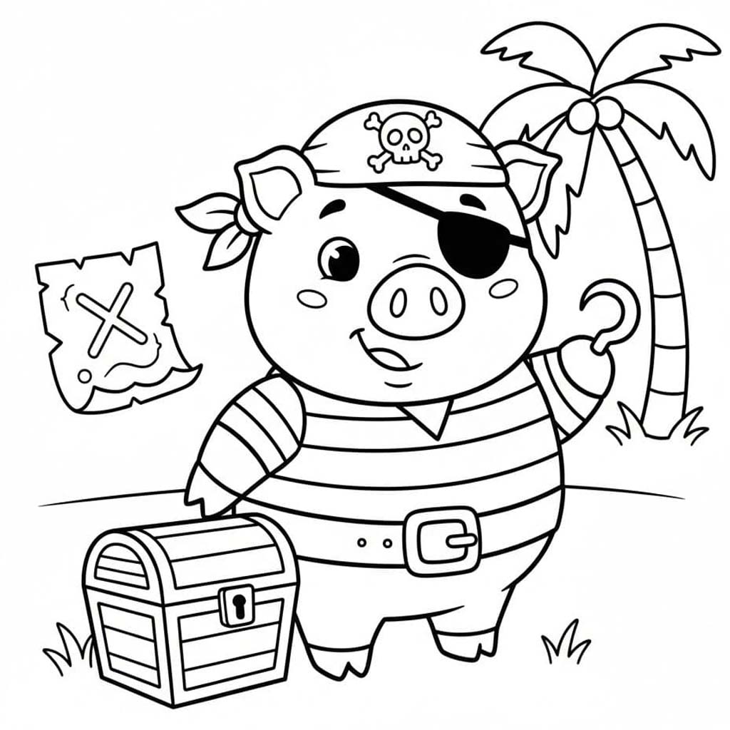 Fise de colorat cu Piraţi gratuit bazic