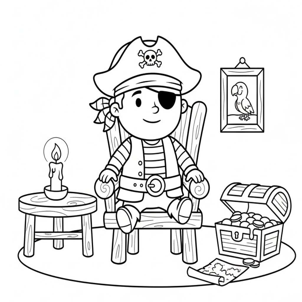 Fise de colorat cu Piraţi gratuit uşor