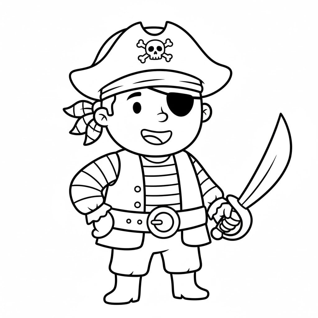 Fise de colorat cu Piraţi uşor la copii