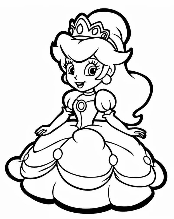 Fise de colorat cu Princesse Daisy imprimabil gratuit simplu