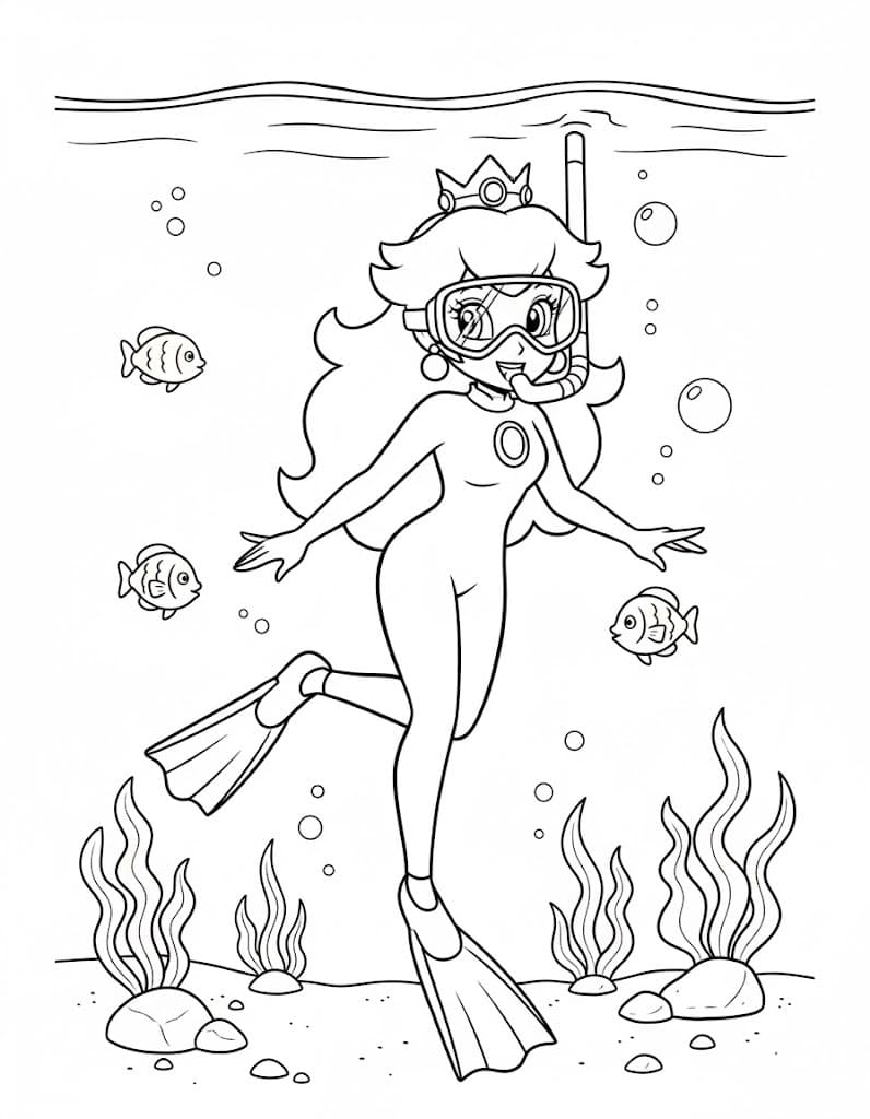 Fise de colorat cu Princesse Daisy imprimabil pentru copii