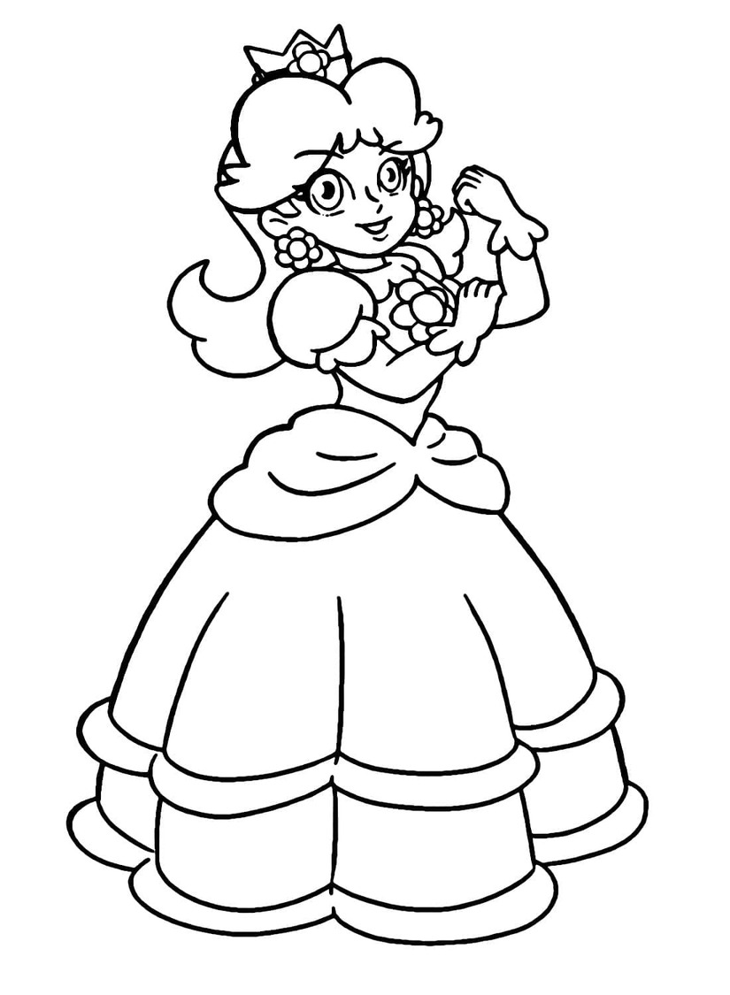 Fise de colorat cu Princesse Daisy imprimabil simplu