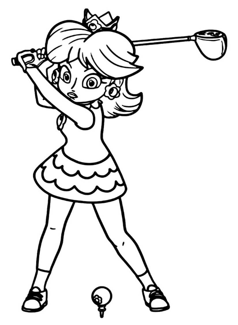 Fise de colorat cu Princesse Daisy simplu la copii