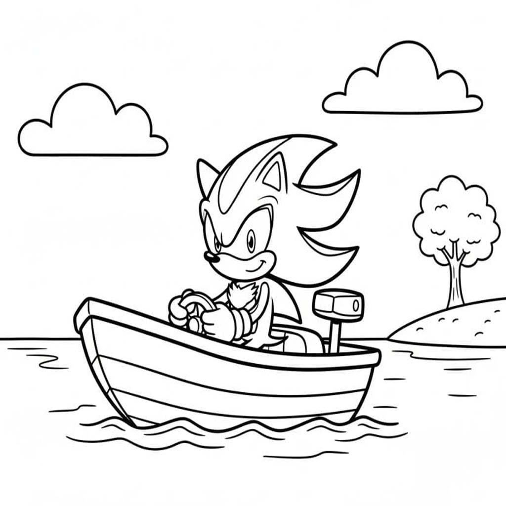 Fise de colorat cu Shadow Sonic gratuit uşor