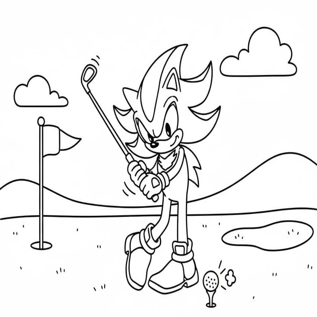 Fise de colorat cu Shadow Sonic imprimabil bazic