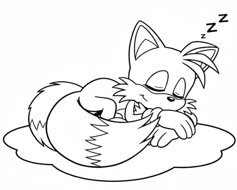 Fise de colorat cu Tails imprimabil gratuit pentru copii