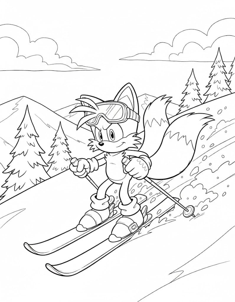 Fise de colorat cu Tails imprimabil gratuit