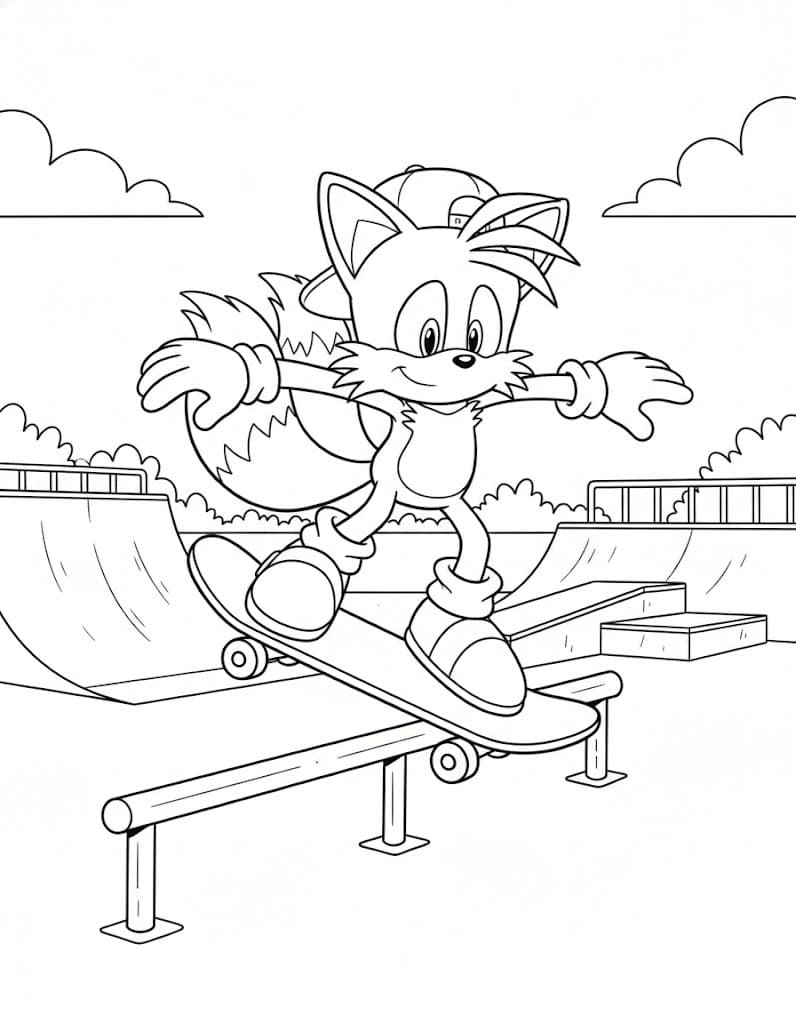 Fise de colorat cu Tails uşor la copii