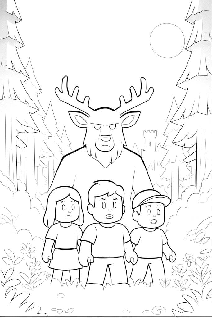 Fise de colorat cu 99 Nights in the Forest imprimabil gratuit