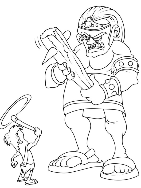 Fise de colorat cu David și Goliat imprimabil