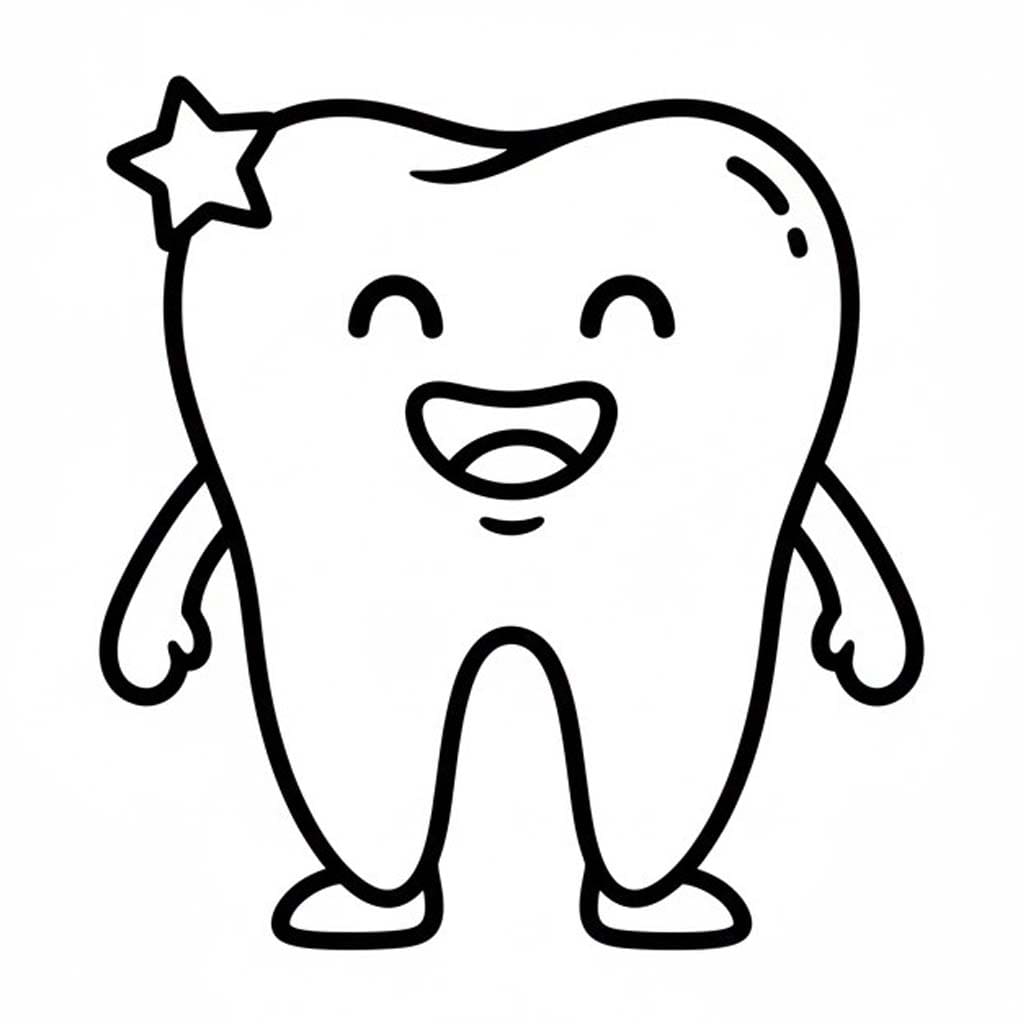 Fise de colorat cu Desenează Dinte gratuit pentru copii