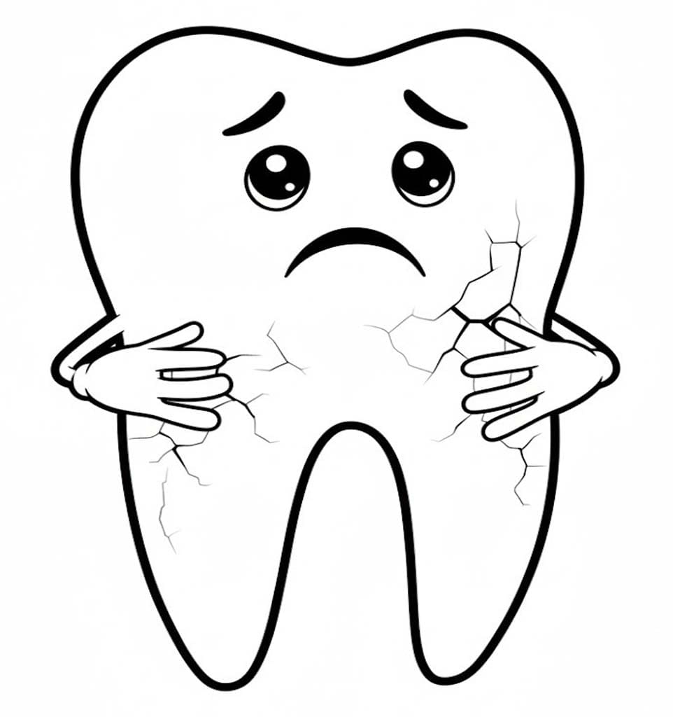 Fise de colorat cu Desenează Dinte imprimabil gratuit uşor
