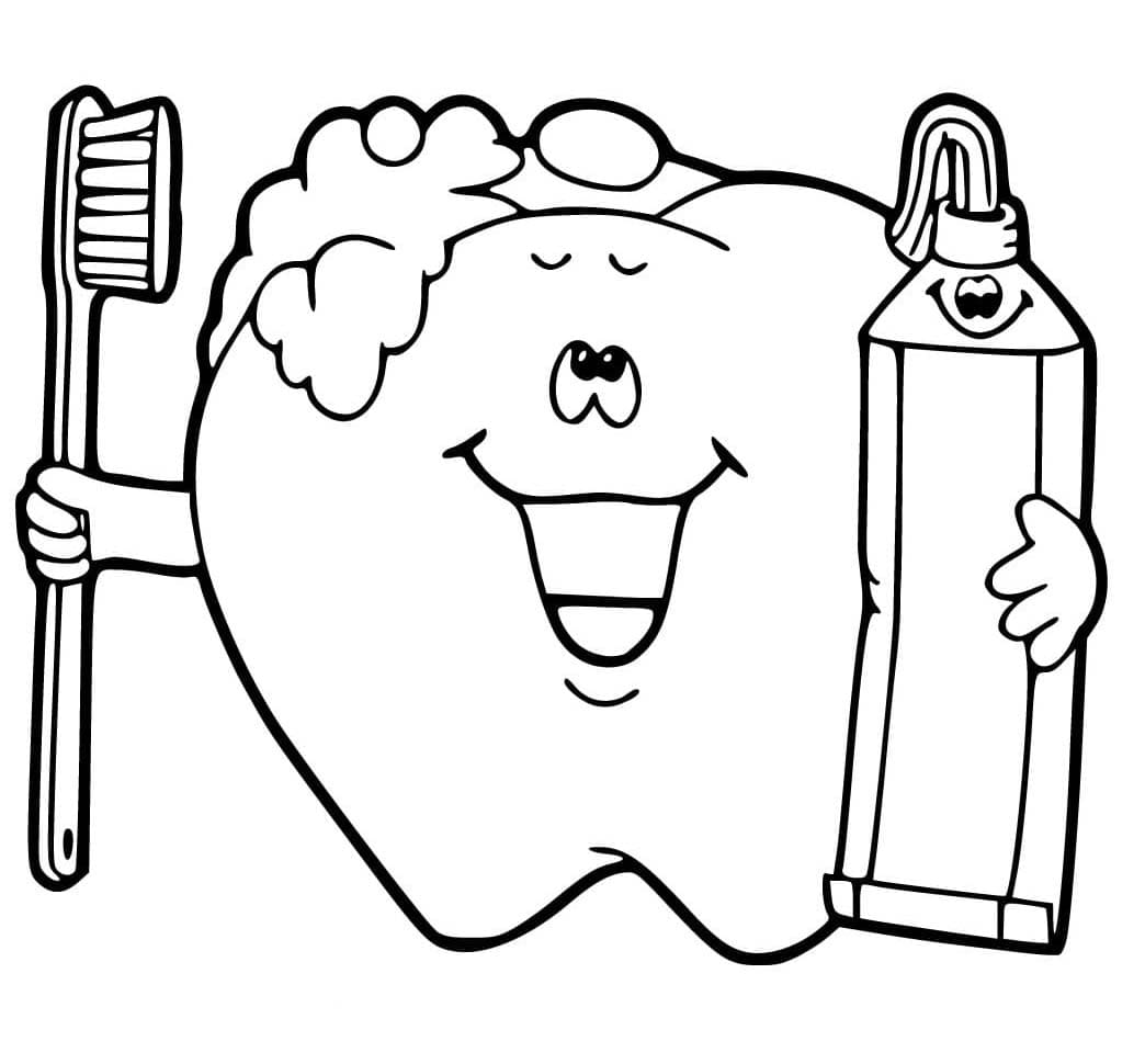 Fise de colorat cu Desenează Dinte la copii