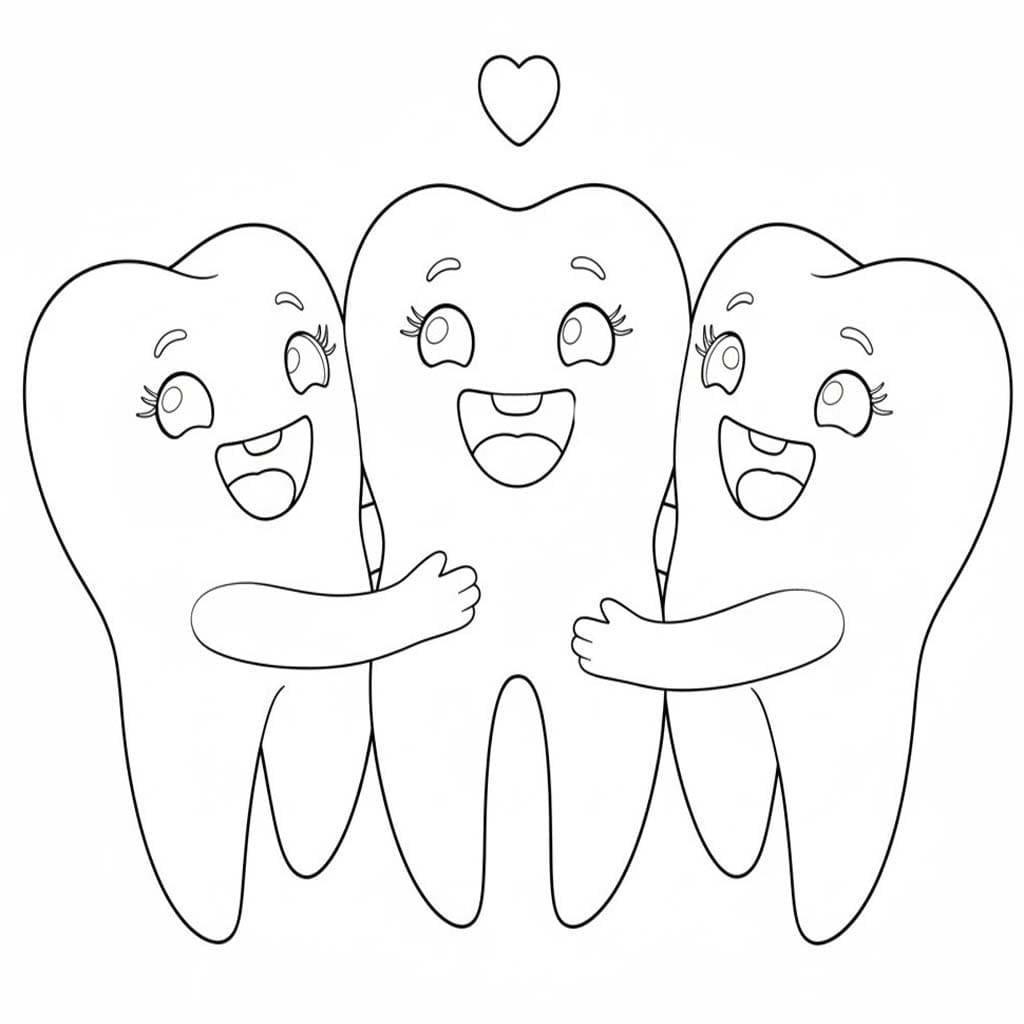 Fise de colorat cu Desenează Dinte pentru copii