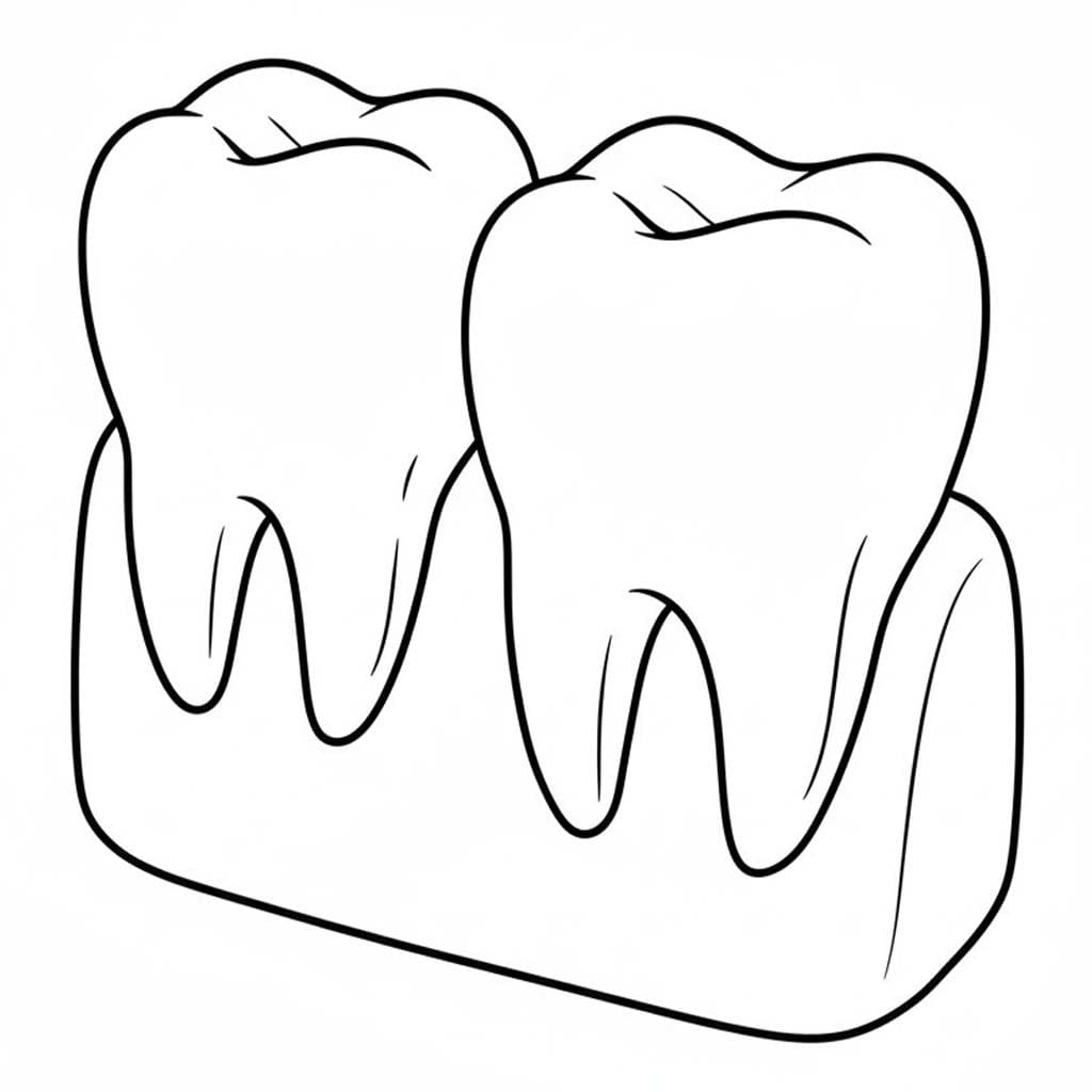 Fise de colorat cu Desenează Dinte simplu