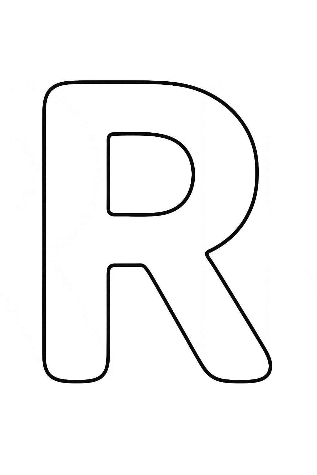 Fise de colorat cu Desenează Litera R gratuit bazic