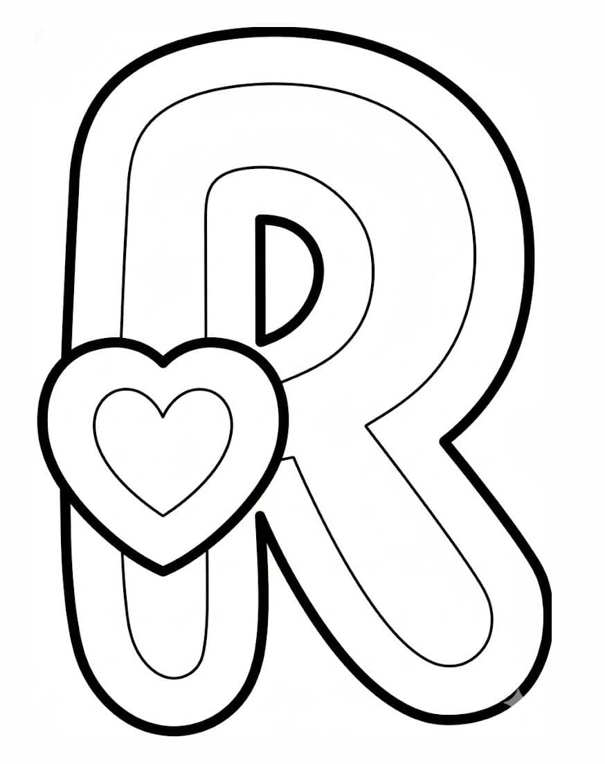 Fise de colorat cu Desenează Litera R gratuit pentru copii