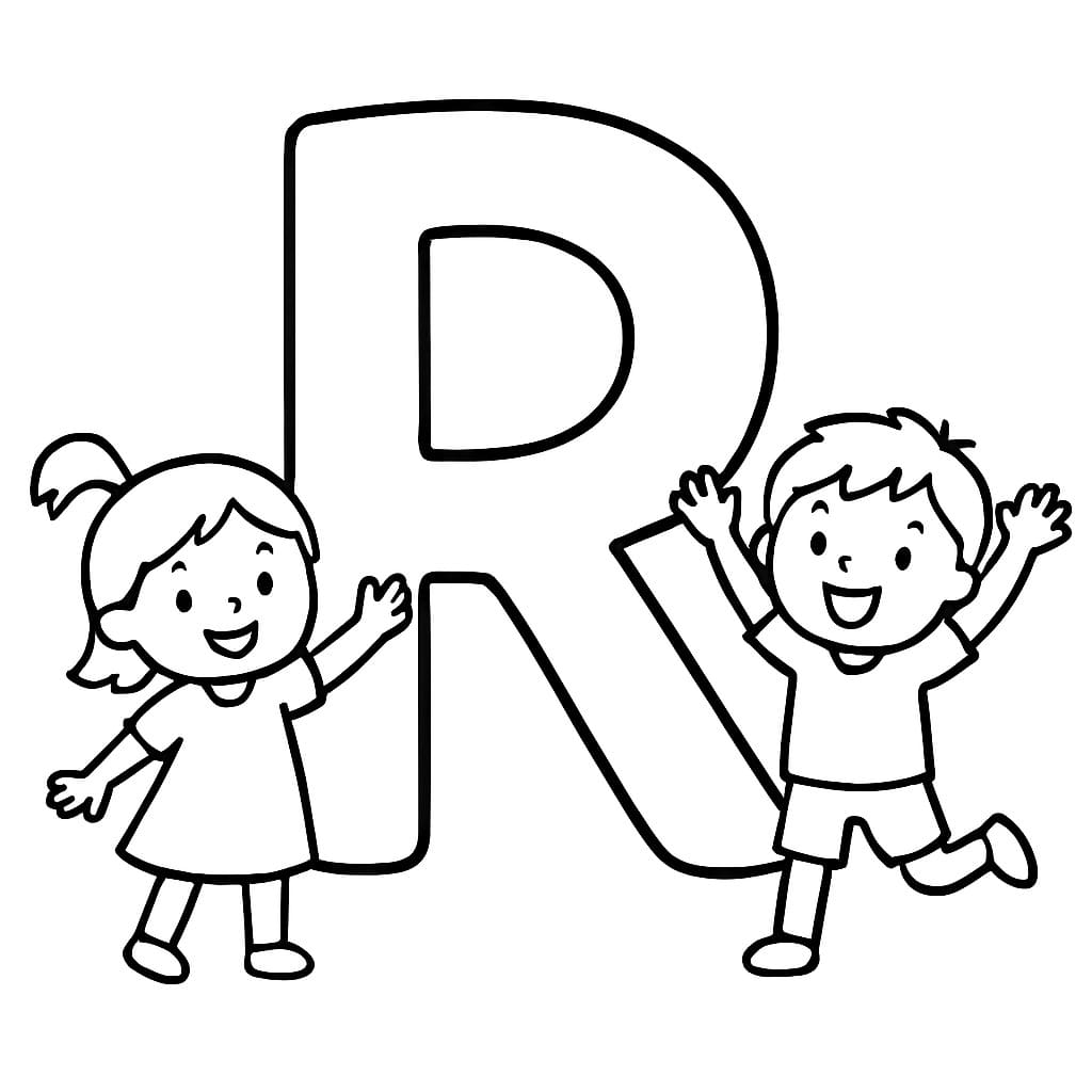 Fise de colorat cu Desenează Litera R gratuit uşor