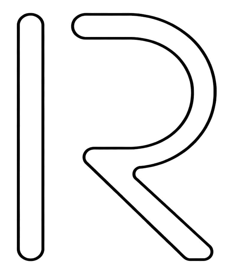 Fise de colorat cu Desenează Litera R imprimabil gratuit simplu