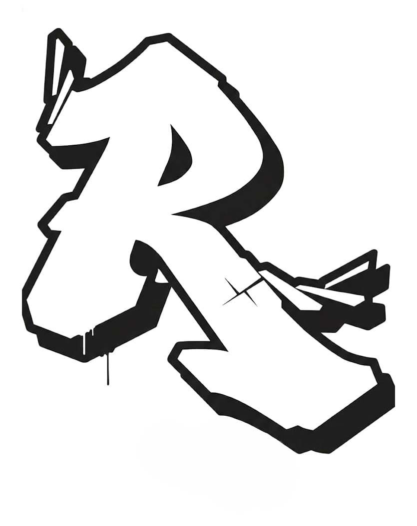 Fise de colorat cu Desenează Litera R imprimabil pentru copii