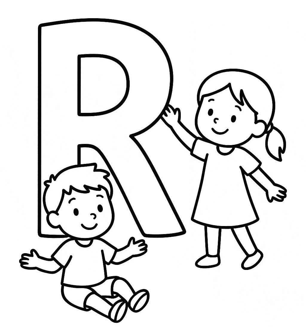 Fise de colorat cu Desenează Litera R la copii