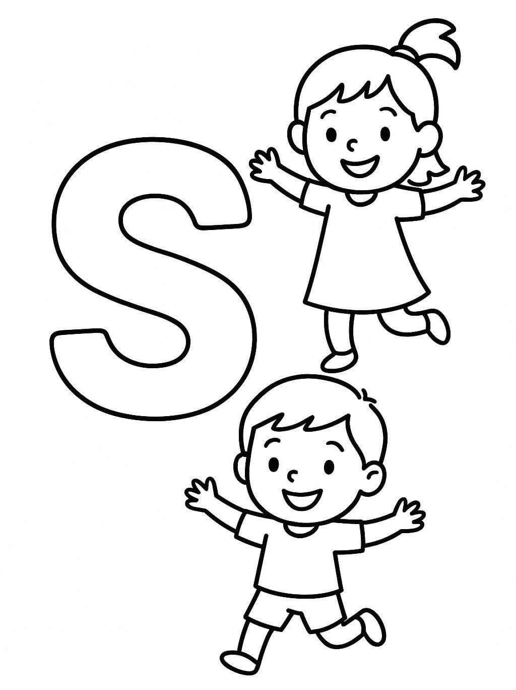 Fise de colorat cu Desenează Litera S bazic la copii
