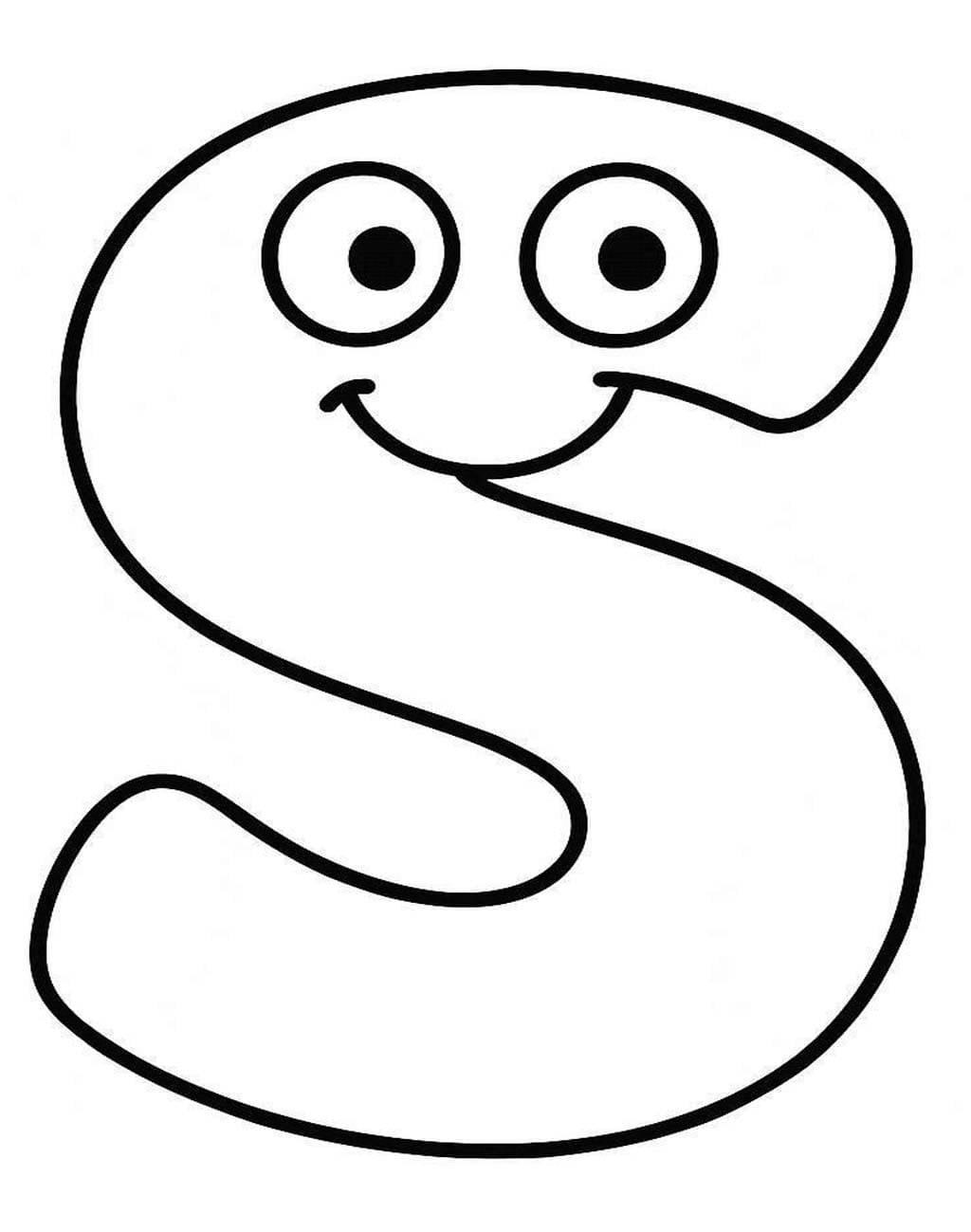 Fise de colorat cu Desenează Litera S gratuit bazic