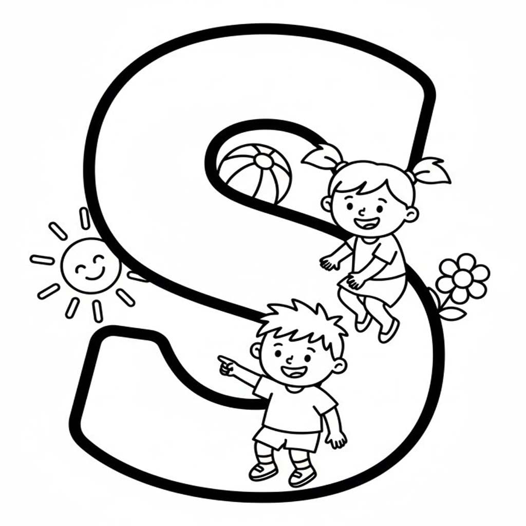 Fise de colorat cu Desenează Litera S gratuit uşor