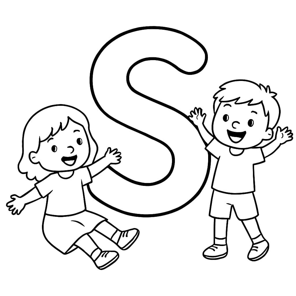 Fise de colorat cu Desenează Litera S imprimabil uşor