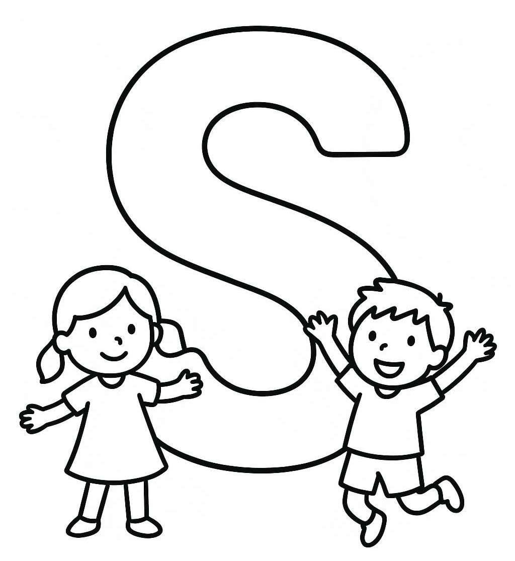 Fise de colorat cu Desenează Litera S uşor la copii