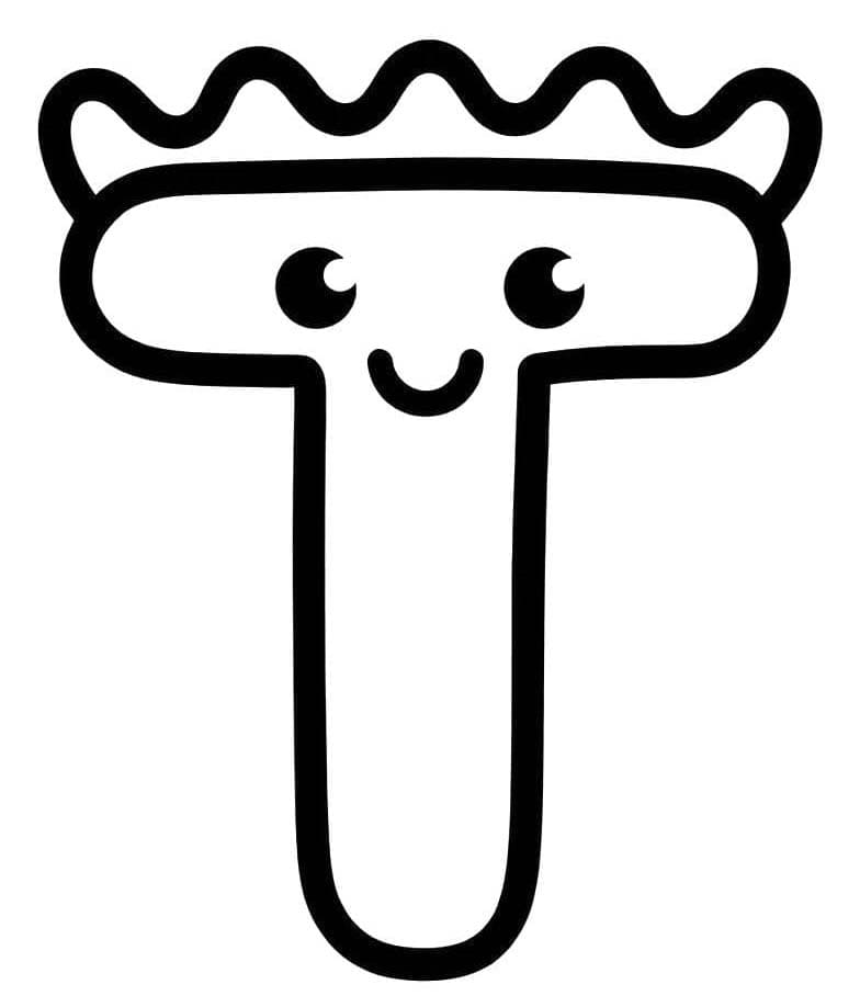 Fise de colorat cu Desenează Litera T imprimabil gratuit simplu