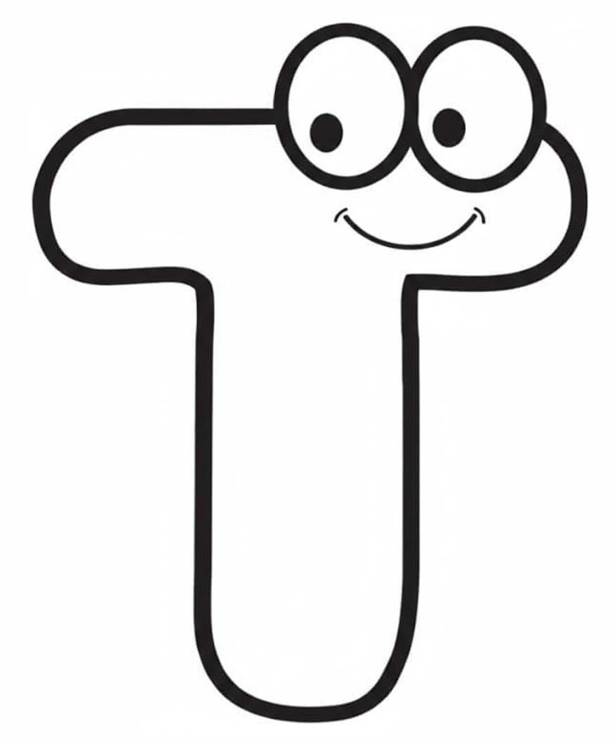 Fise de colorat cu Desenează Litera T uşor la copii