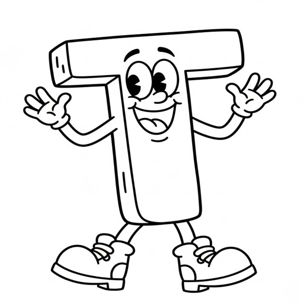 Fise de colorat cu Desenează Litera T uşor