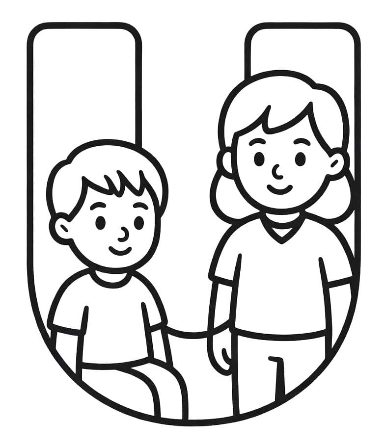 Fise de colorat cu Desenează Litera U gratuit bazic