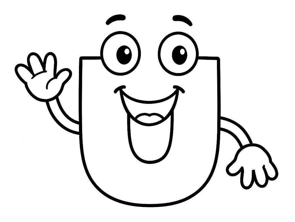 Fise de colorat cu Desenează Litera U gratuit simplu