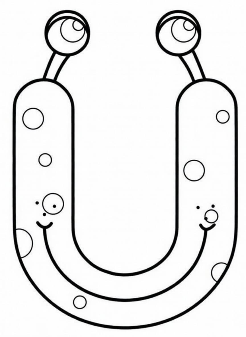 Fise de colorat cu Desenează Litera U gratuit uşor