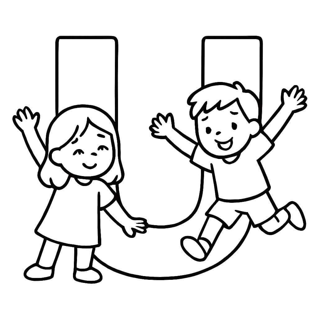 Fise de colorat cu Desenează Litera U imprimabil bazic