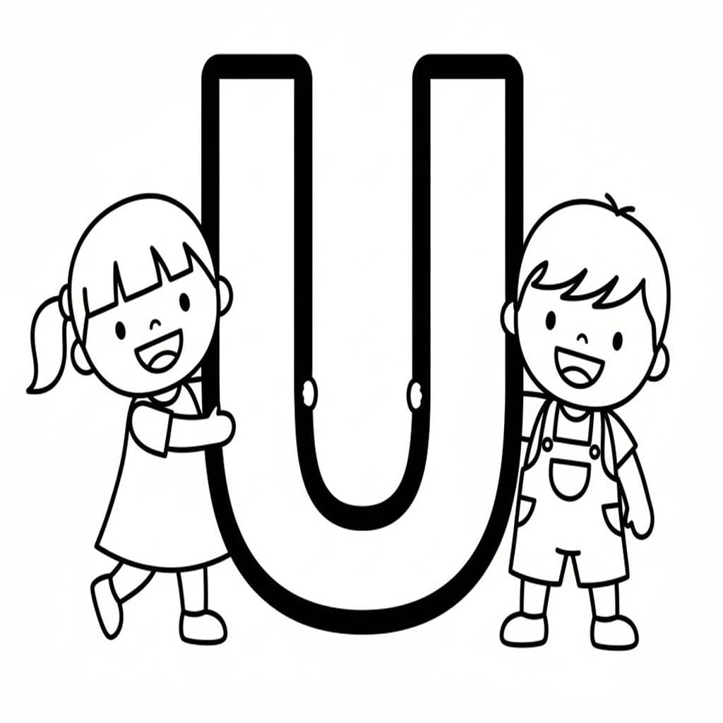 Fise de colorat cu Desenează Litera U imprimabil gratuit uşor