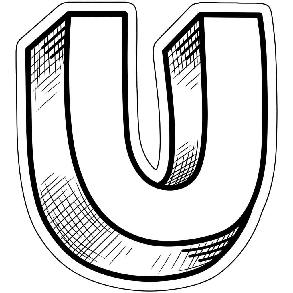 Fise de colorat cu Desenează Litera U imprimabil gratuit