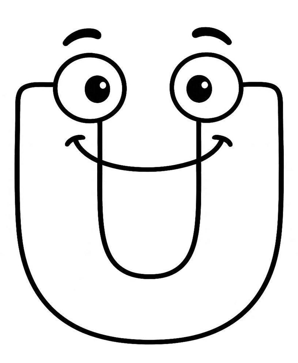 Fise de colorat cu Desenează Litera U imprimabil simplu