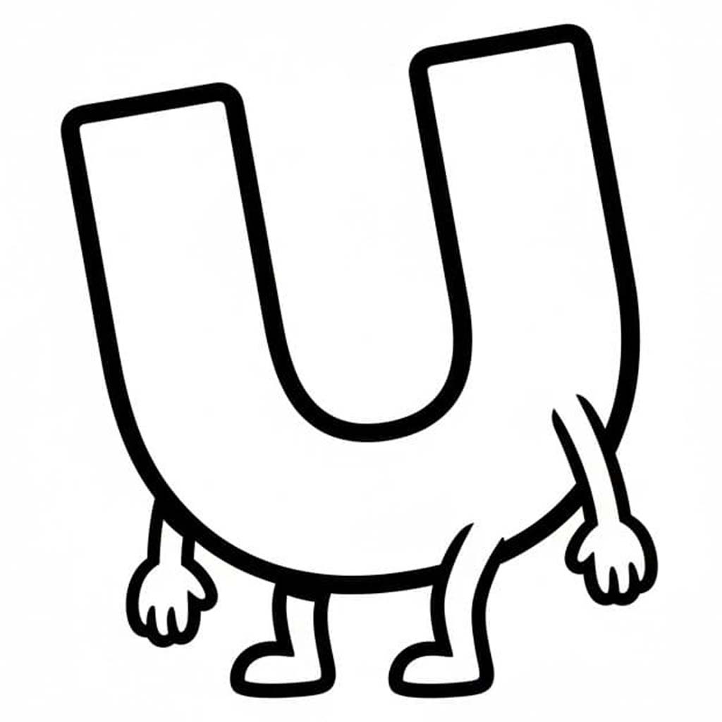 Fise de colorat cu Desenează Litera U uşor la copii