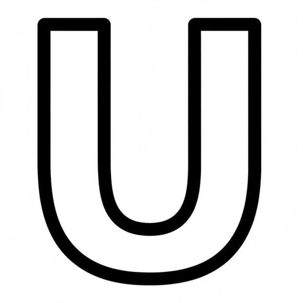 Fise de colorat cu Desenează Litera U uşor