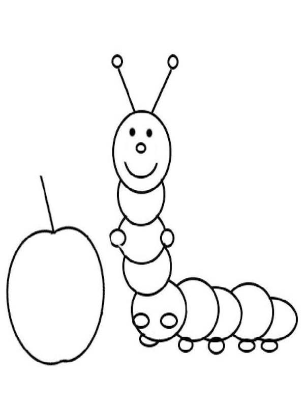 Fise de colorat cu Desenează Omida imprimabil bazic