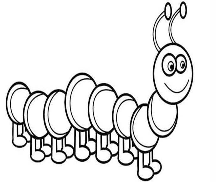 Fise de colorat cu Desenează Omida imprimabil simplu