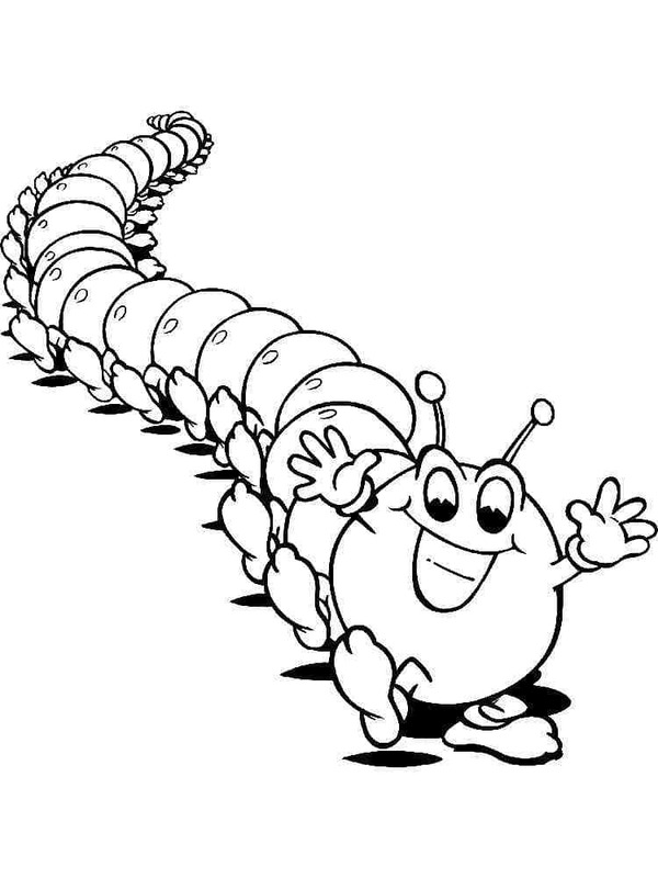 Fise de colorat cu Desenează Omida simplu la copii