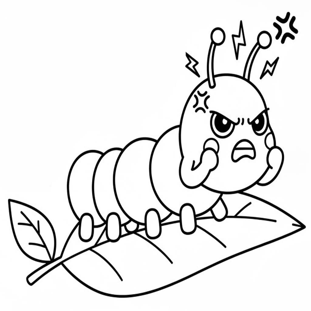 Fise de colorat cu Desenează Omida uşor la copii