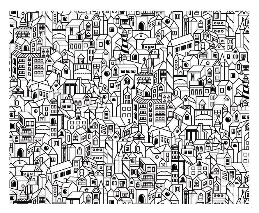 Fise de colorat cu Desenează Oraş gratuit bazic