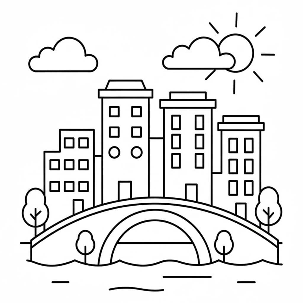 Fise de colorat cu Desenează Oraş imprimabil